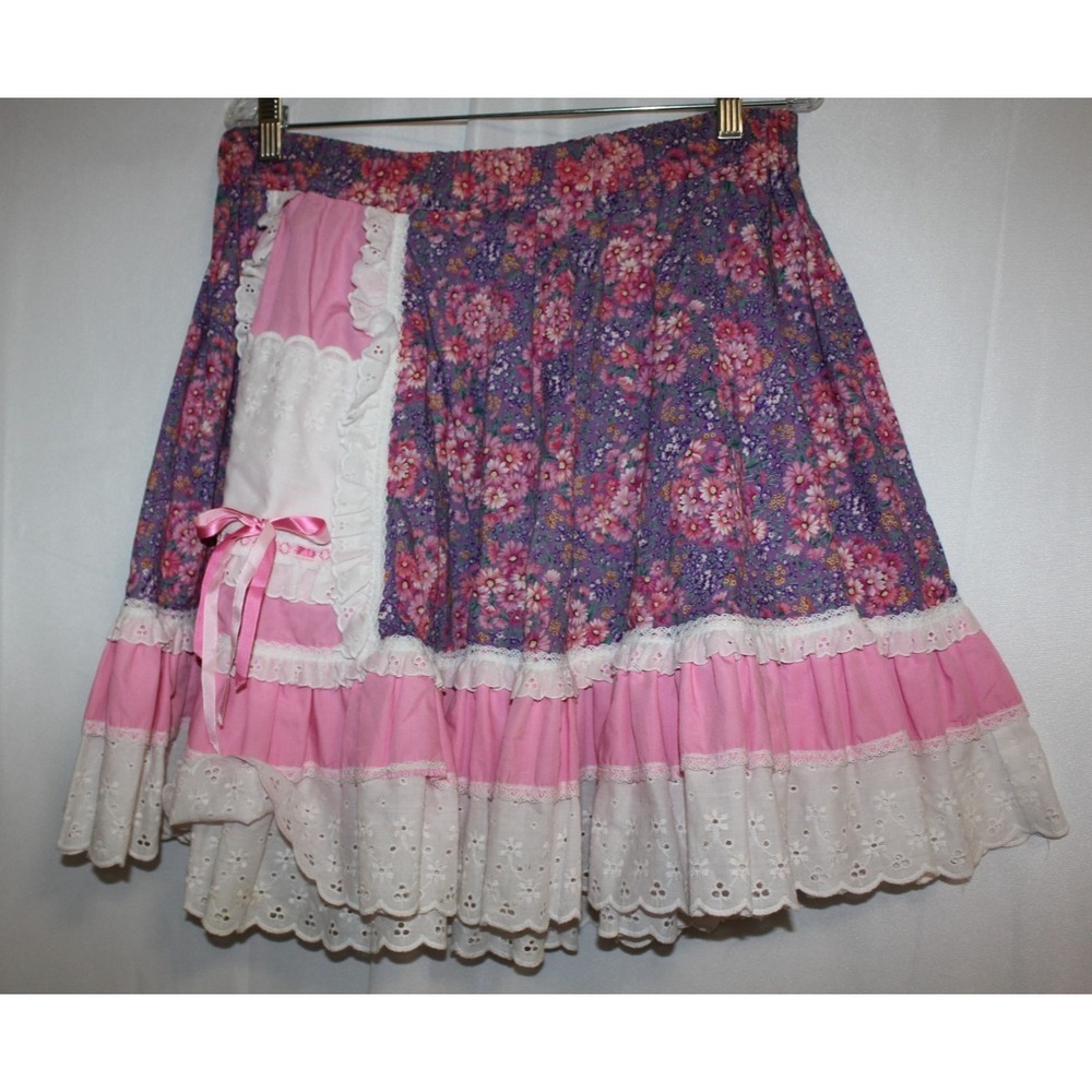 Fun & Fancy Originals Square Dance Skirt Floral Prairie Lace Western Daisy SZ PT